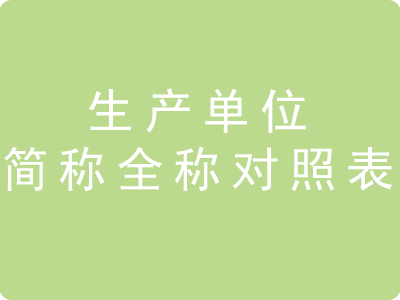 国内生产单位简称全称对照表